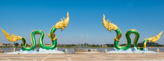 Naga Buddhism in Temple of Thailand Nong Khai Asia.