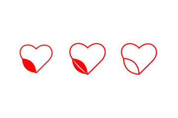Heart logo with leaf. Vector love icon