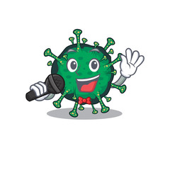 Cute bat coronavirus sings a song with a microphone