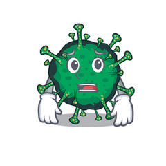 Cartoon picture of bat coronavirus showing anxious face