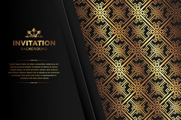Luxury background. abstract black gold. black gold frame modern simple creative elegant with space of text can be used for Ramadan Islamic arabesque celebration invitation