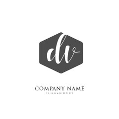 Handwritten initial letter D V DV for identity and logo. Vector logo template with handwriting and signature style.