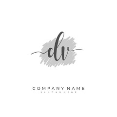 Handwritten initial letter D V DV for identity and logo. Vector logo template with handwriting and signature style.