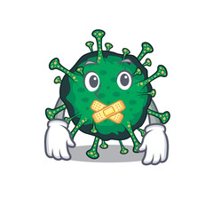 Bat coronavirus mascot cartoon character design with silent gesture