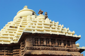 Sri jagannath temple puri south gate view closeup historical famous place with blue sky and trees in day light beautiful location wallpaper travel photography