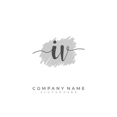 Fototapeta premium Handwritten initial letter I V IV for identity and logo. Vector logo template with handwriting and signature style.