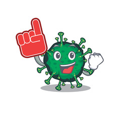 Bat coronavirus mascot cartoon style with Foam finger