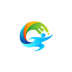 The logo of the person running while forming the letter g