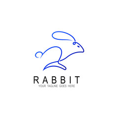 Rabbit logo with line design, Running  icon 
