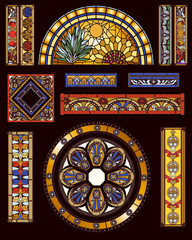 Antique Cathedral-Inspired Glass Kit - Borders Frames Backgrounds & Elements