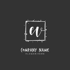 Handwritten initial letter E V EV for identity and logo. Vector logo template with handwriting and signature style.