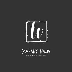 Handwritten initial letter T V TV for identity and logo. Vector logo template with handwriting and signature style.
