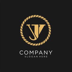 The initial logo is clean and minimal. JV VJ letters monogram icons creative monochrome icons. Luxurious, elegant luxury alphabet vector design, VJ with circle logo design inspiration