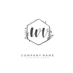 Handwritten initial letter W V WV for identity and logo. Vector logo template with handwriting and signature style.