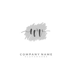 Handwritten initial letter W V WV for identity and logo. Vector logo template with handwriting and signature style.