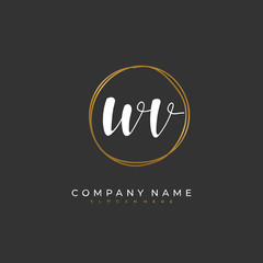 Handwritten initial letter W V WV for identity and logo. Vector logo template with handwriting and signature style.