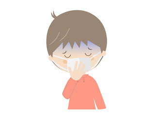 A boy looking sick wearing a mask