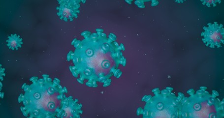 Obraz na płótnie Canvas Coronavirus cells. Group of viruses that cause respiratory infections. 3D rendering 3D illustration