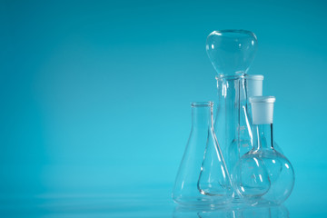 Chemical vessels. Glass flasks. Laboratory utensil.