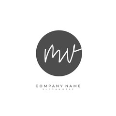 Handwritten initial letter M V MV for identity and logo. Vector logo template with handwriting and signature style.