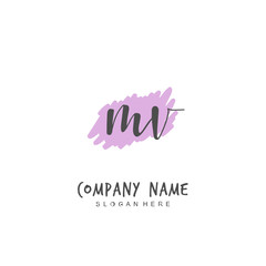 Handwritten initial letter M V MV for identity and logo. Vector logo template with handwriting and signature style.