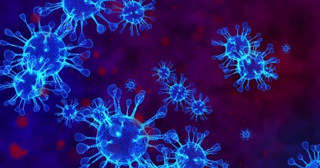 Coronavirus cells COVID-19 Infectious disease. Fast transmission of disease. High concentration of coronavirus. 3D rendering 3D illustration 3D rendering