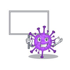 Bovine coronavirus cute cartoon character bring a board