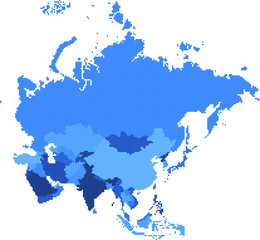 Square geometry shape Asia map.All elements are separated in editable countries. Vector illustration EPS10.