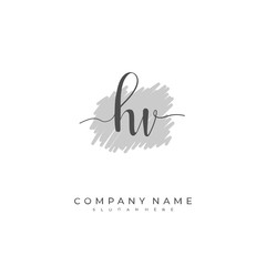 Handwritten initial letter H V HV for identity and logo. Vector logo template with handwriting and signature style.