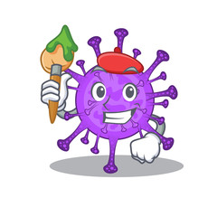 Talented bovine coronavirus Artist cartoon character with brush