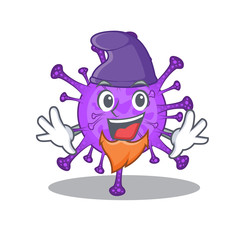Cute and funny bovine coronavirus cartoon character dressed as an Elf
