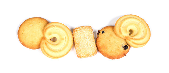 butter cookies isolated on white background.