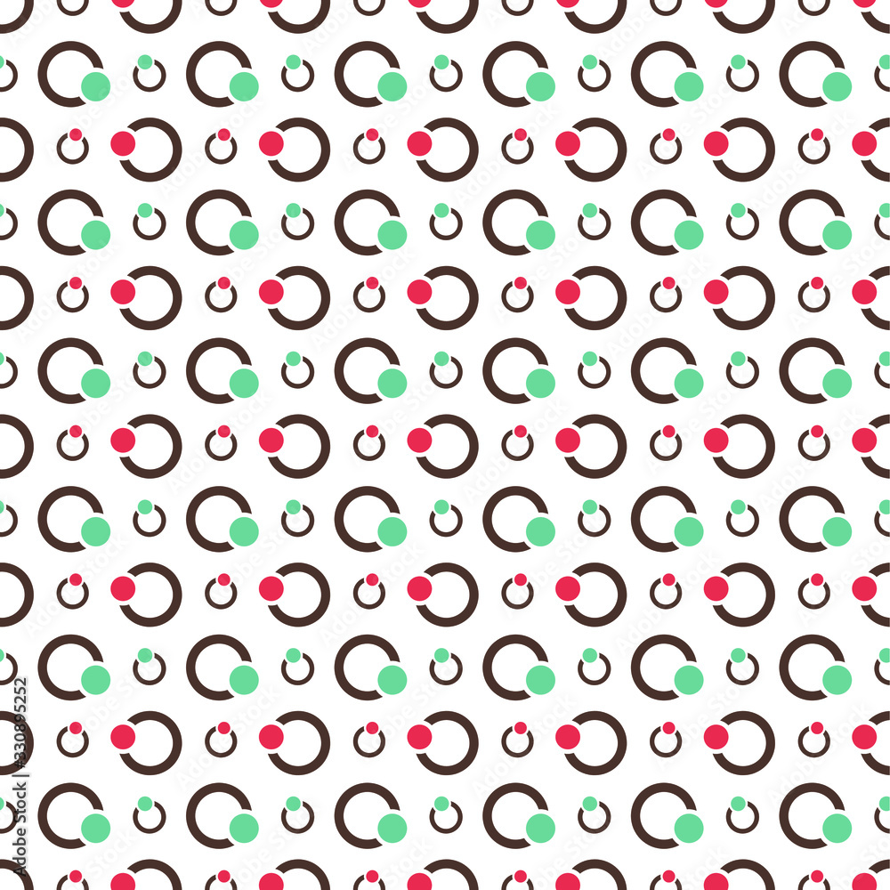 Poster abstract vector seamless pattern with color circles and rings.