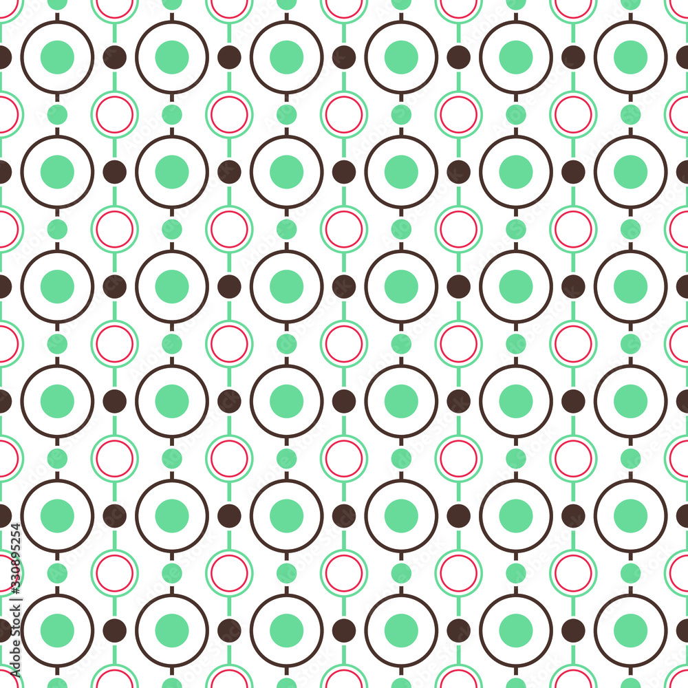Poster abstract vector seamless pattern with color circles and rings.