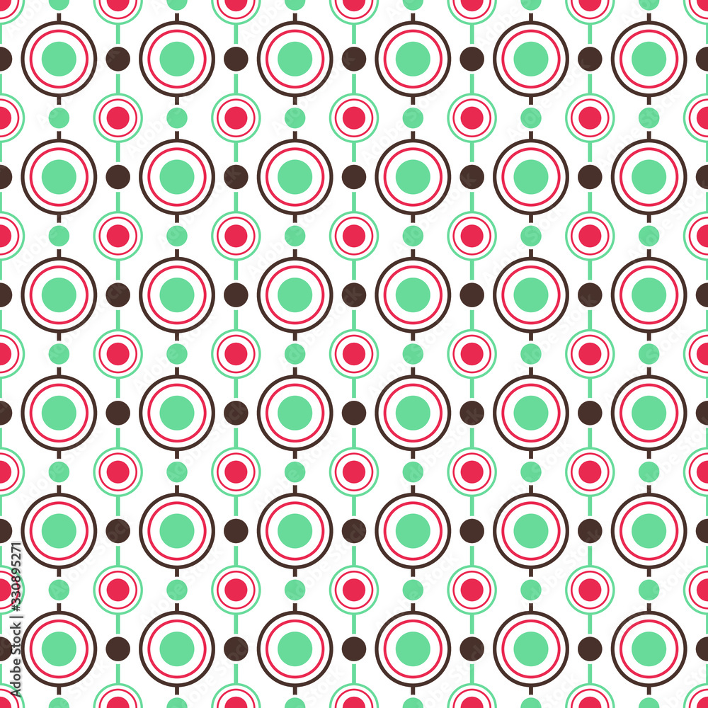 Poster abstract vector seamless pattern with color circles and rings.