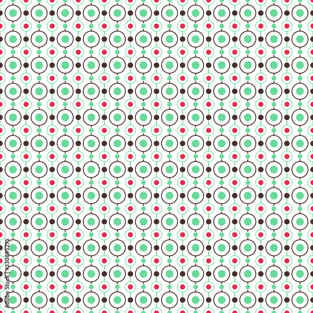 Poster abstract vector seamless pattern with color circles and rings.