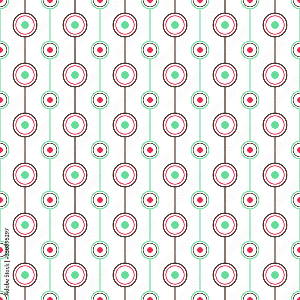 Poster abstract vector seamless pattern with color circles and rings.
