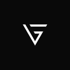 Minimal elegant monogram art logo. Outstanding professional trendy awesome artistic VG GV BF FB initial based Alphabet icon logo. Premium Business logo White color on black background