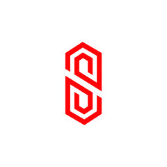 Red letter s vector icon. Letter s line logo. Stock illustration