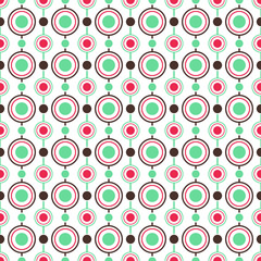 Abstract vector seamless pattern with color circles and rings.