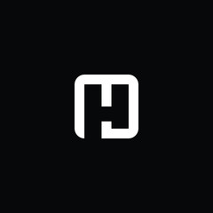 Minimal elegant monogram art logo. Outstanding professional trendy awesome artistic H HD DH MJ JM  initial based Alphabet icon logo. Premium Business logo White color on black background
