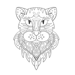 The head of a panther cat. Zentangle. Coloring page. Print. Vector illustration