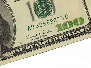 Colorful background with money US dollars of different value. Top view of business concept with finance for banks. American banknotes 5, 10, 50, 100 dollars backdrop