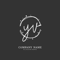 Handwritten initial letter Y V YV for identity and logo. Vector logo template with handwriting and signature style.