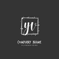 Handwritten initial letter Y V YV for identity and logo. Vector logo template with handwriting and signature style.