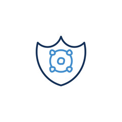Icon Shield thin line blue color icon quarantine. Shield symbol vector sign. Corona virus , vector illustrator graphic design on white background