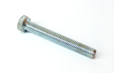 Bolts. The screw is isolated on a white background close-up. Template.