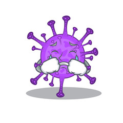 A Crying bovine coronavirus cartoon mascot design style