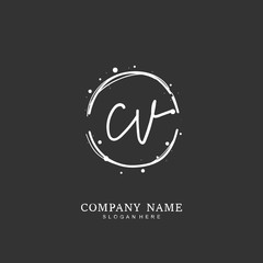 Handwritten initial letter C V CV for identity and logo. Vector logo template with handwriting and signature style.