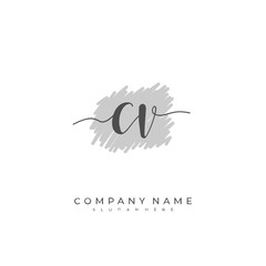 Obraz premium Handwritten initial letter C V CV for identity and logo. Vector logo template with handwriting and signature style.